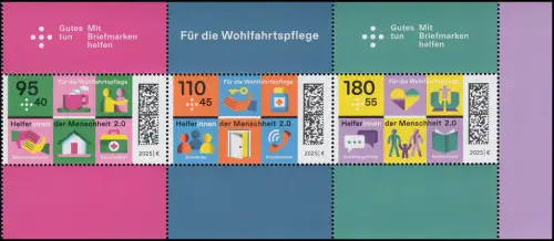HBl. 61 Wohlfahrt 2025 Helfer*innen - Zusammendruck UNGEFALTET mit 3 Marken, **