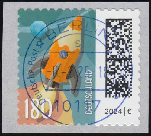 3874 Raketenpost 180 Cent sk 500er mit GERADER Nummer, EV-O VS Berlin 6.2.25