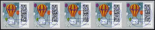 3873 Ballonpost 95 Cent sk 5000er BDB 5er-Streifen UNGERADE Nr. EV-O VS Berlin