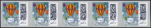 3873 Ballonpost 95 Cent sk 500er BDB 5er-Streifen GERADE Nummer EV-O VS Berlin