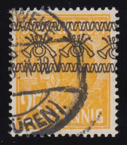 45I K kopfstehender Bandaufdruck auf 25 Pf., gestempelt O