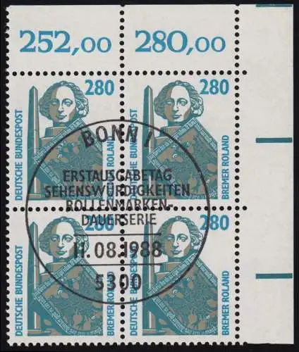 1381 SWK 280 Pf Eck-Vbl. or ESST Bonn