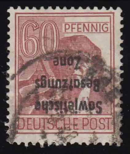 A 195 K kopfstehender SBZ-Aufdruck, Bedarfsstempel O