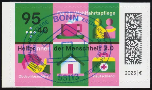 3890 Wohlfahrt 2025 Obdachlosenhilfe 95+40 Cent selbstkl. aus FB, EV-O Bonn