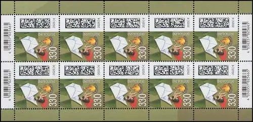 3892 Welt der Briefe 330 Cent Briefzelt - 10er-Bogen postfrisch ** / MNH