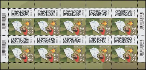 3892 Welt der Briefe 330 Cent Briefzelt - 10er-Bogen postfrisch ** / MNH