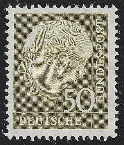 261xw Theodor Heuss 50 Pf, glatte Gummierung, ** postfrisch