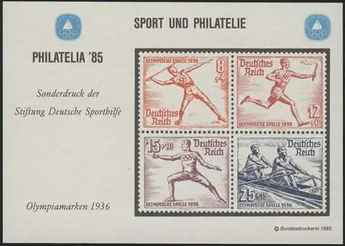 Sporthilfe Sonderdruck Olympiamarken Philatelia 1985