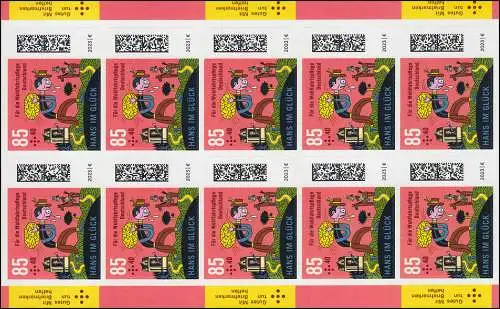 FB 123 Grimms Märchen: Hans im Glück 2023, Folienblatt 10x 3750, **