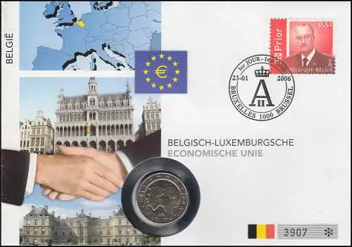 Numisbrief Wirtschaftsunion Belgien-Luxemburg, Münze 2 Euro SST 2006