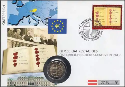 Numisbrief Staatsvertrag Österreich, Münze 2 Euro SST 2005