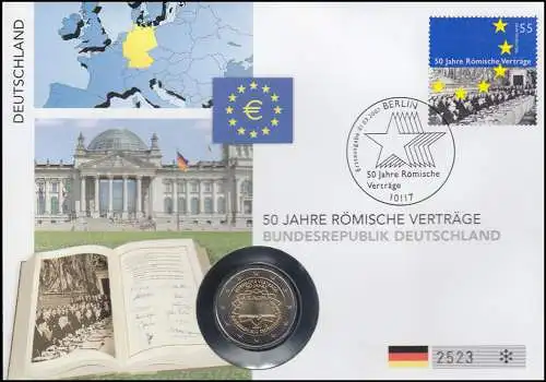 Numisbrief Römische Verträge Deutschland, Münze 2 Euro 1.3.2007