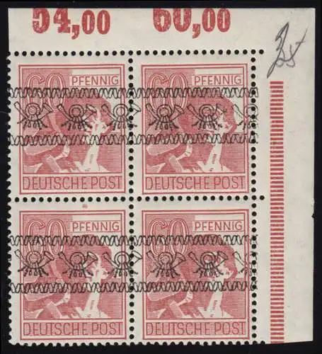 49I P OR ndgz Band 60 Pf. Plattendruck, Eck-Vbl. o.r. nicht durchgez., gpr. BPP