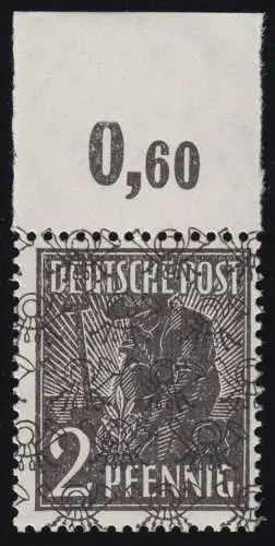 36IId POR ndgz bessere Farbe d Netzaufdruck auf 2 Pf, Oberrand postfrisch **