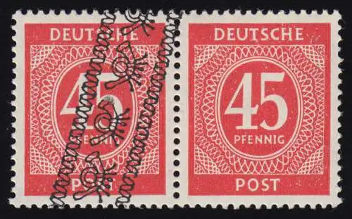 65 I diagonal 45 Pf. Paar mit schrägem Bandaufdruck von unten nach oben, **