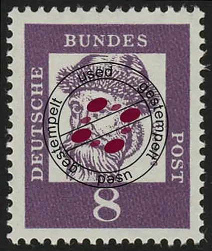 349y (fluoresz.) Bedeutende Deutsche 8 Pf Johannes Gutenberg, gestempelt O