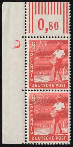 945a DZ Kontrollrat II 8 Pf Ecke oben links mit Duckerzeichen DZ 4 negativ **