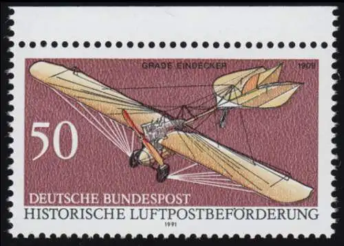 1523P Luftpost 50 Pf Probedruck lilabraun - Oberrand postfrisch **