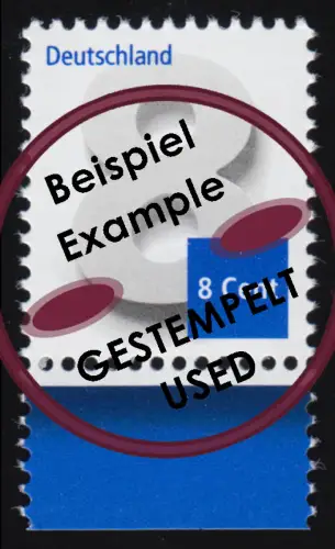 3188 Ergänzungswert Ziffer 8 Cent, nassklebend aus Bogen, gestempelt O
