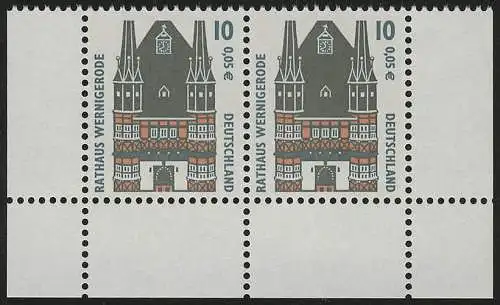 2139 SWK 10 Pf/0,05 Euro Paar UR ** postfrisch