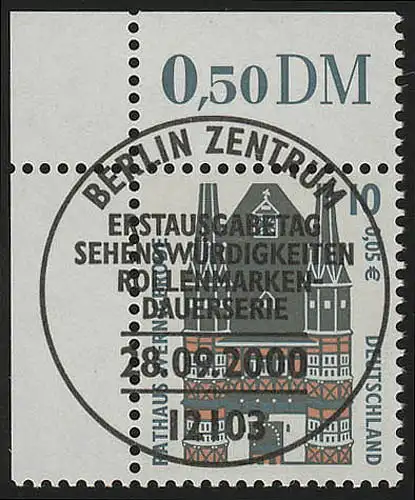 2139 SWK 10 Pf/0,05 Euro Ecke ol ESST Berlin