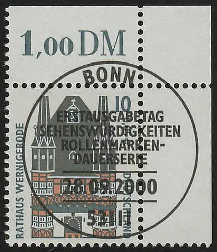 2139 SWK 10 Pf/0,05 Euro Ecke or ESST Bonn