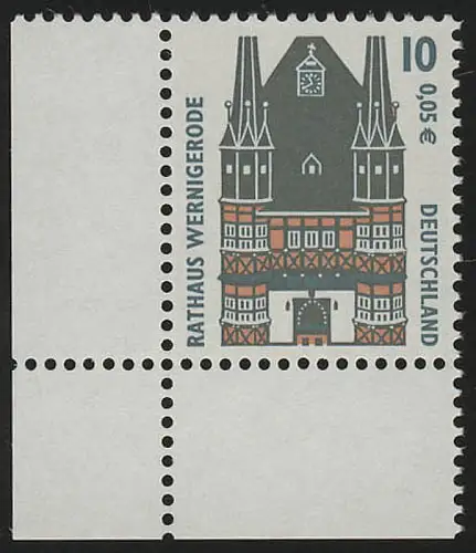 2139 SWK 10 Pf/0,05 Euro Ecke ul ** postfrisch