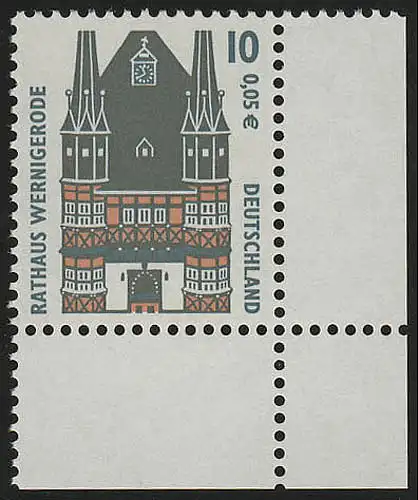 2139 SWK 10 Pf/0,05 Euro Ecke ur ** postfrisch