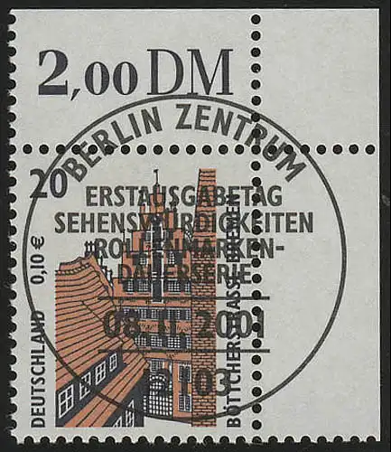 2224 SWK 20 Pf/0,10 Euro Ecke or ESST Berlin