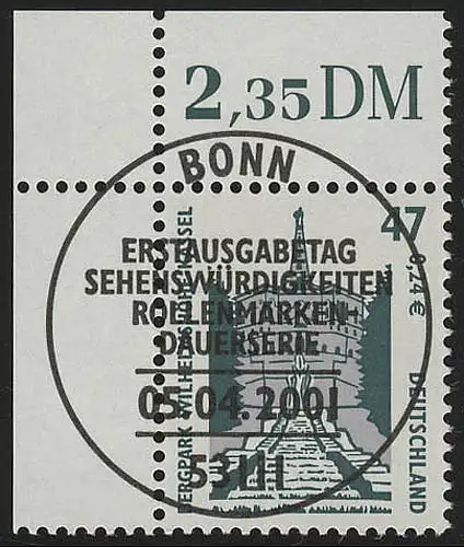 2176 SWK 47 Pf/0,24 Euro Ecke ol ESST Bonn