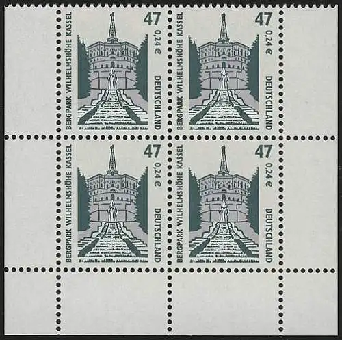 2176 SWK 47 Pf/0,24 Euro UR-Viererbl. ** postfrisch