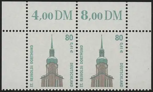 2177 SWK 80 Pf/0,41 Euro Paar OR ** postfrisch