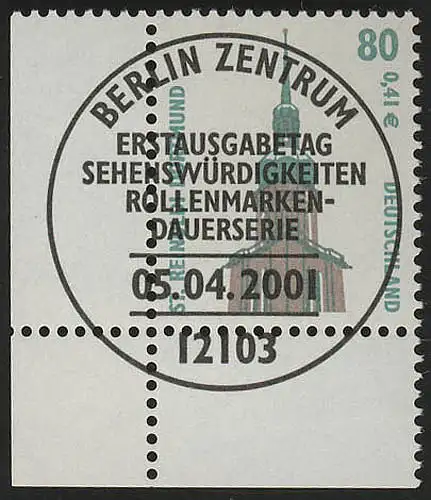 2177 SWK 80 Pf/0,41 Euro Ecke ul ESST Berlin