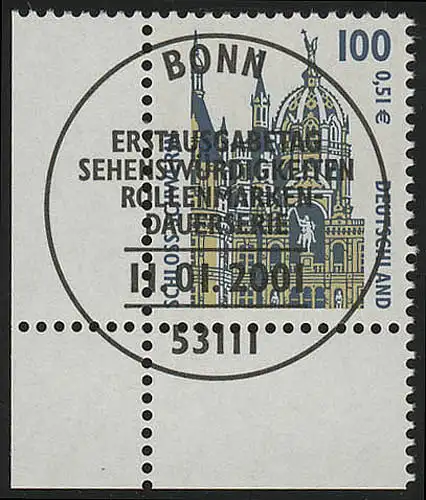 2156 SWK 100 Pf/0,51 Euro Ecke ul ESST Bonn