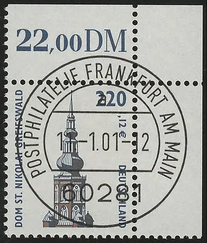 2157 SWK 220 Pf/1,12 Euro Ecke or VS-O FfM