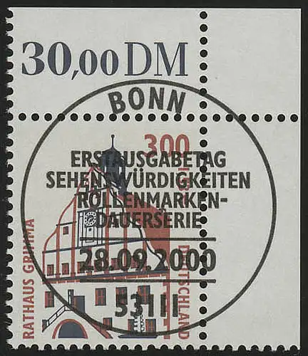 2141 SWK 300 Pf/1,53 Euro Ecke or ESST Bonn