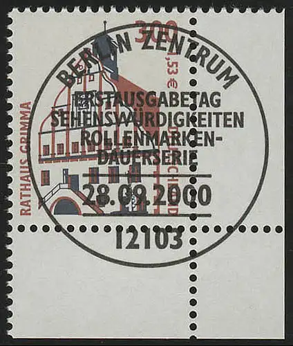 2141 SWK 300 Pf/1,53 Euro Ecke ur ESST Berlin