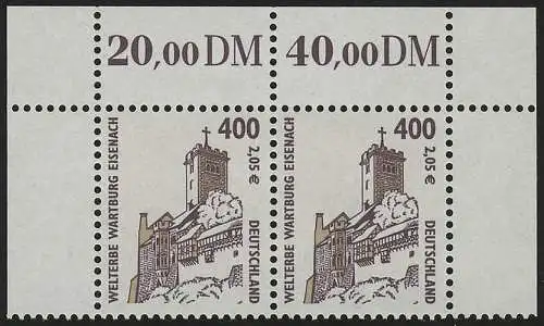 2211 SWK 400 Pf/2,05 Euro Paar OR ** postfrisch