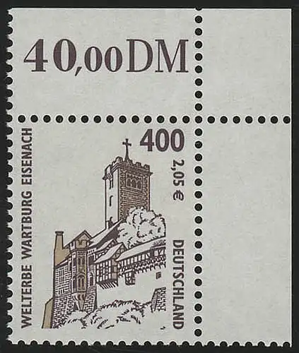 2211 SWK 400 Pf/2,05 Euro Ecke or ** postfrisch