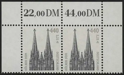 2206 SWK 440 Pf/2,25 Euro Paar OR ** postfrisch