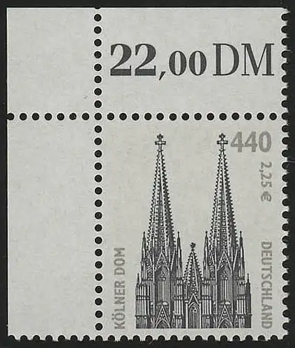 2206 SWK 440 Pf/2,25 Euro Ecke ol ** postfrisch