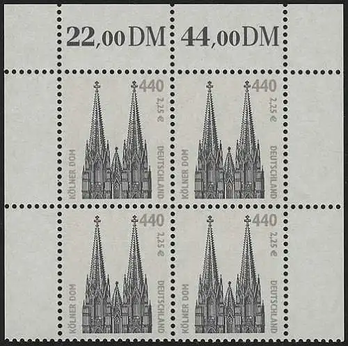 2206 SWK 440 Pf/2,25 Euro OR-Viererbl. ** postfrisch