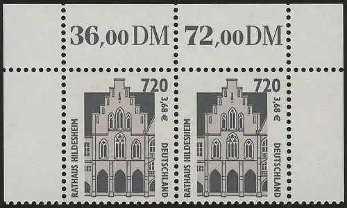 2197 SWK 720 Pf/3,68 Euro Paar OR ** postfrisch