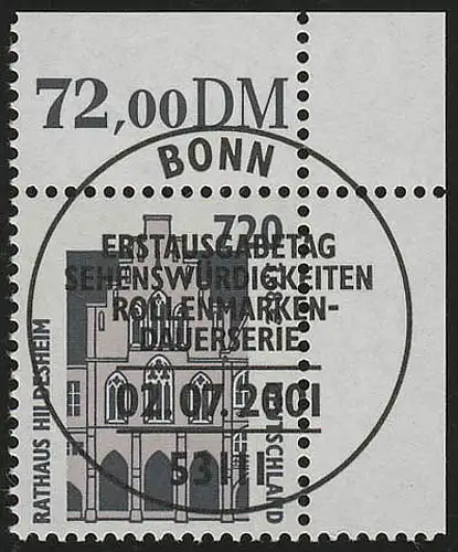 2197 SWK 720 Pf/3,68 Euro Ecke or ESST Bonn
