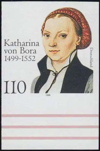 2029U Katharina von Bora - Unterrandstück UNGEZÄHNT, einwandfrei postfrisch **