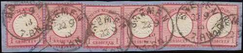 19 Brustschild 1 Groschen 6-fach incl. Paar auf Briefstück Bremen 22.9.1873, gpr