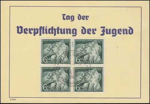 843 IV Tag der Jugend 1943 mit PLF IV verdicktes E, Karte SST gepr. Schlegel BPP