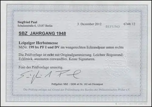 199bx DV Leipziger Herbstmesse seltene Farbe b - Eck-Paar mit PLF I und DV, **