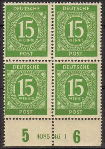 922HAN Ziffer 15 Pf Unterrandpaar mit HAN 4085.46 1, angetrennt postfrisch **