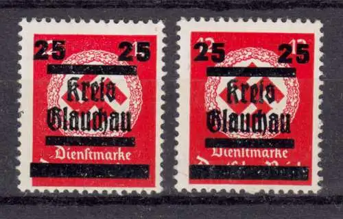 Glauchau 37 Dienstmarke 25 auf 12 Pf. spitze/stumpfe 2, postfrisch **